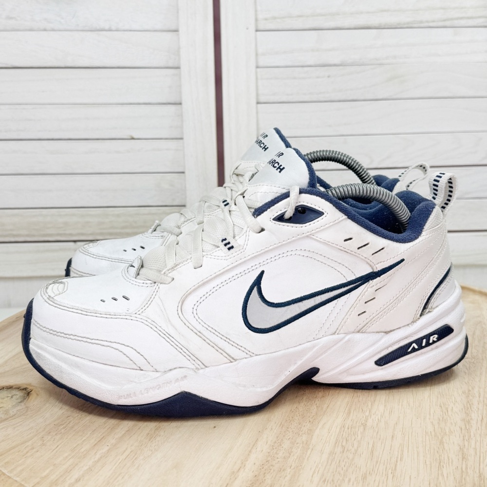 Nike Air Monarch IV 4E Wide Fit Workout Sneakers White Blue‎ Mens 8 416355-102 - Picture 3 of 11